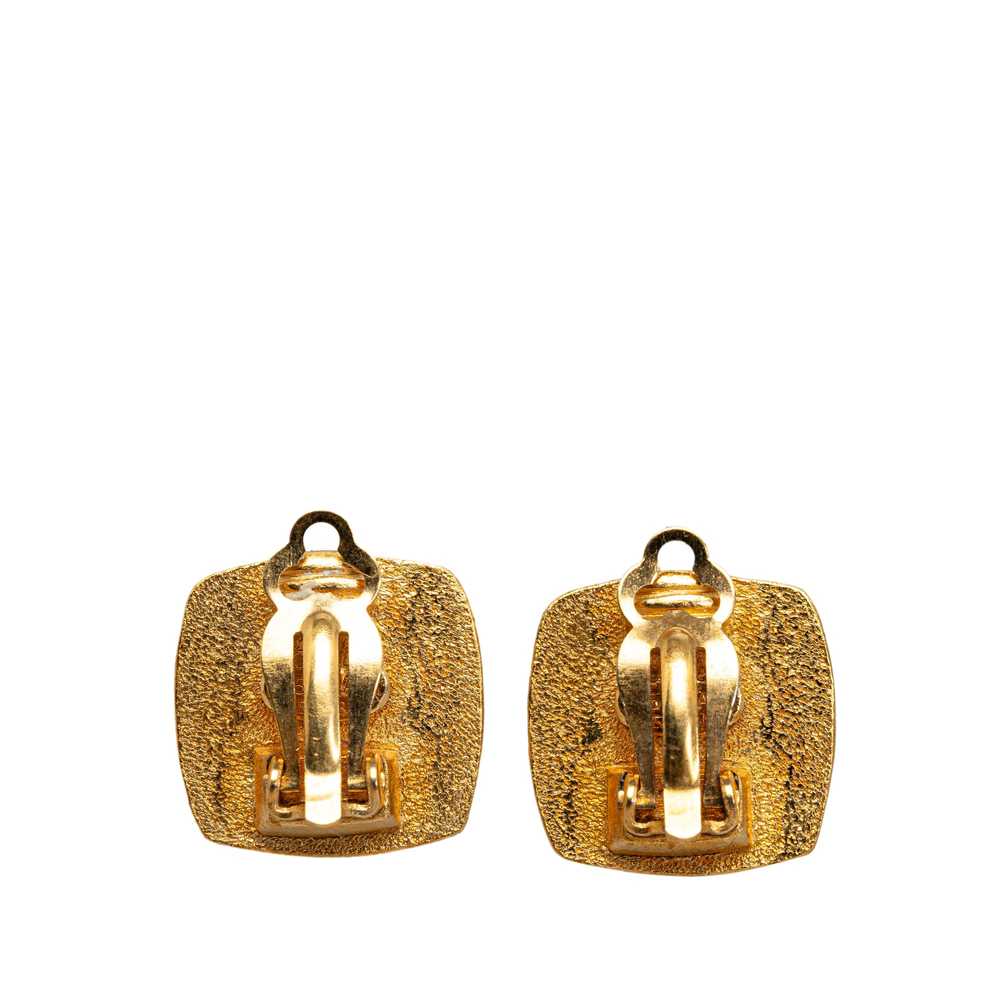 Gold Chanel Square CC Clip On Earrings - image 2