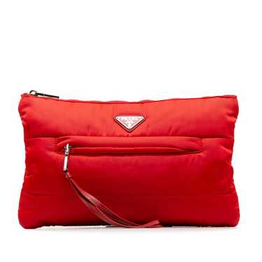 Red Prada Tessuto Bomber Clutch Bag