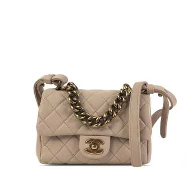 Taupe Chanel Mini Paris Rome Calfskin Trapezio Bag