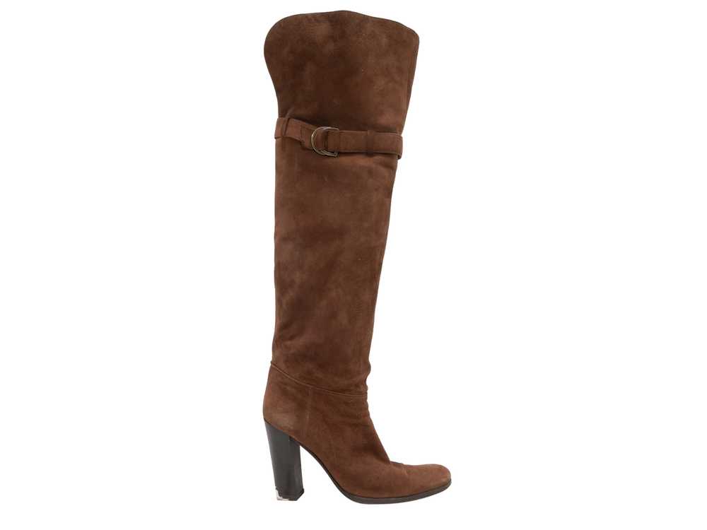 Brown Sergio Rossi Knee-High Suede Boots Size 39.5 - image 1