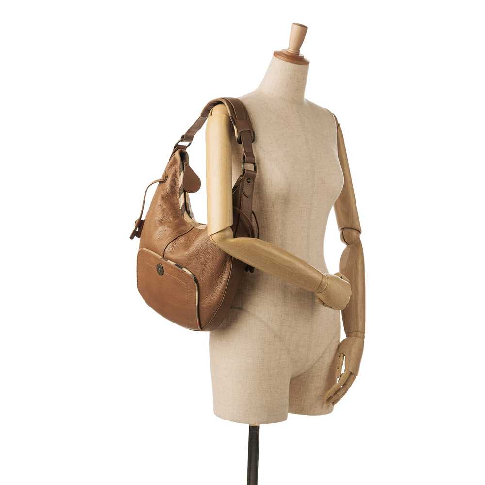 Brown Burberry Leather House Check Hobo Bag - image 11