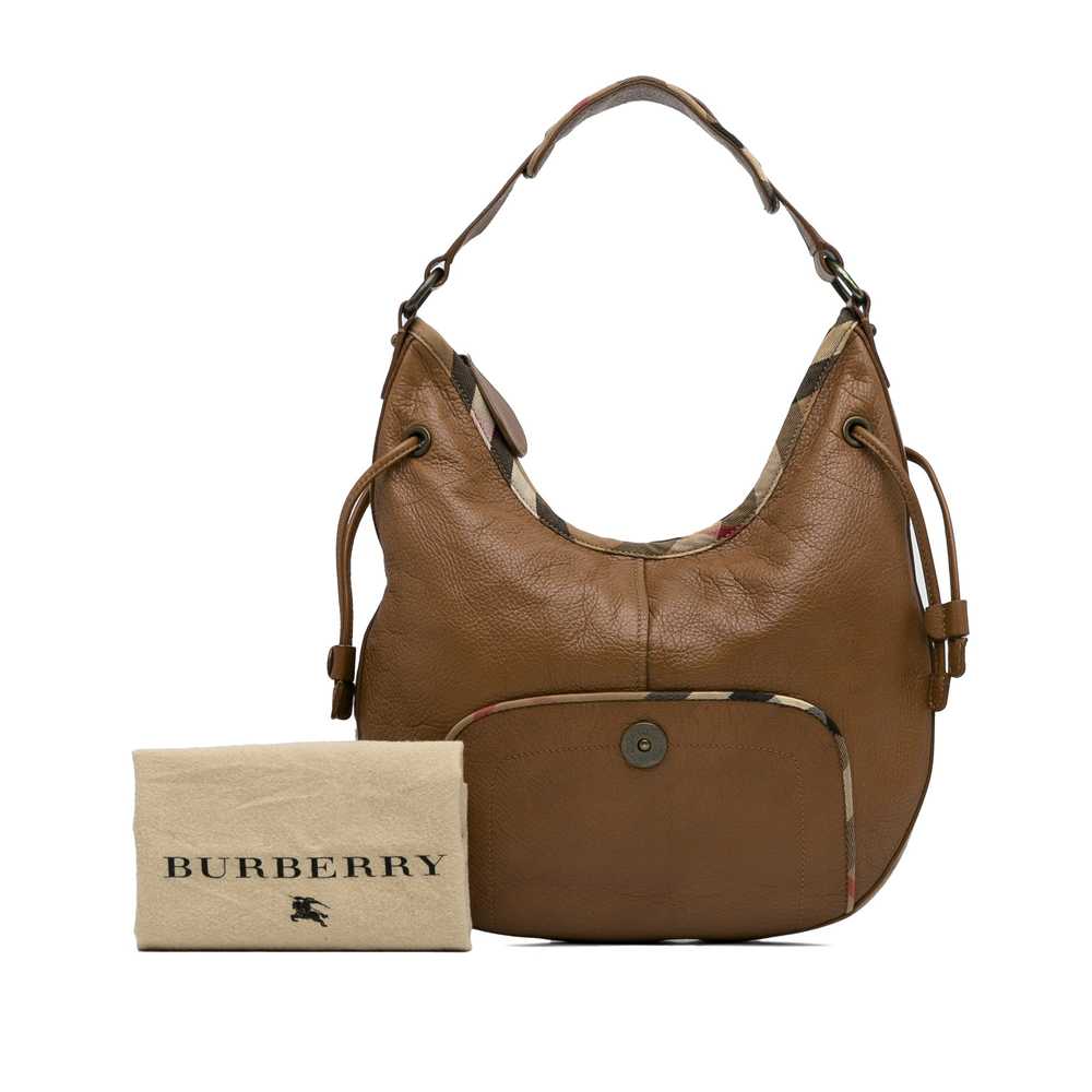 Brown Burberry Leather House Check Hobo Bag - image 12