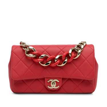 Red Chanel Quilted Lambskin Bicolor Resin Chain Fl