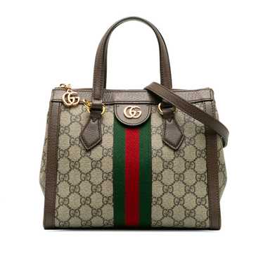 Brown Gucci Small GG Supreme Ophidia Satchel