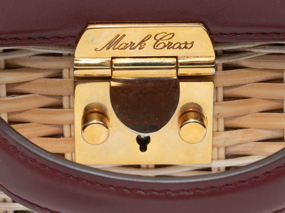 Burgundy & Beige Mark Cross Grace Box Small Leath… - image 5