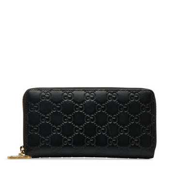 Black Gucci Guccissima Leather Zip Around Wallet