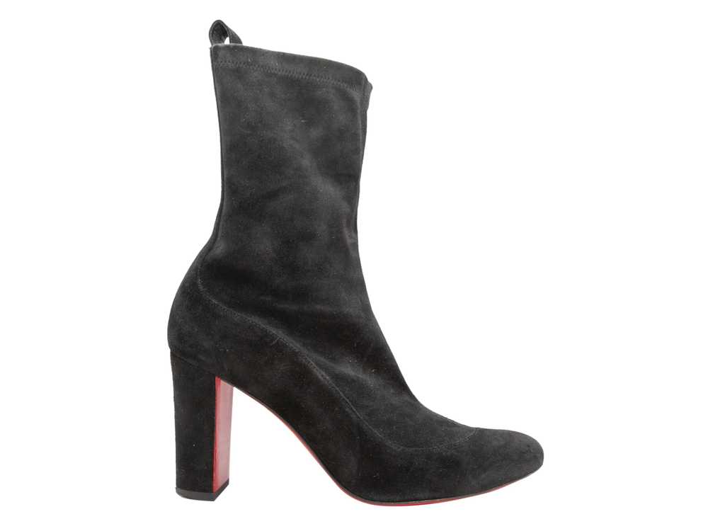 Black Christian Louboutin Suede Mid-Calf Boots Si… - image 1