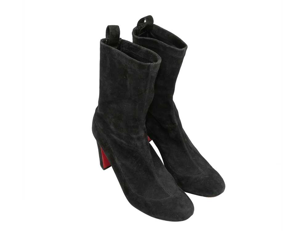Black Christian Louboutin Suede Mid-Calf Boots Si… - image 2