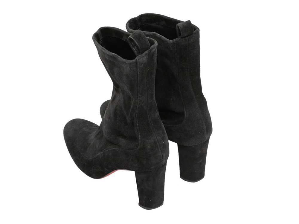 Black Christian Louboutin Suede Mid-Calf Boots Si… - image 3