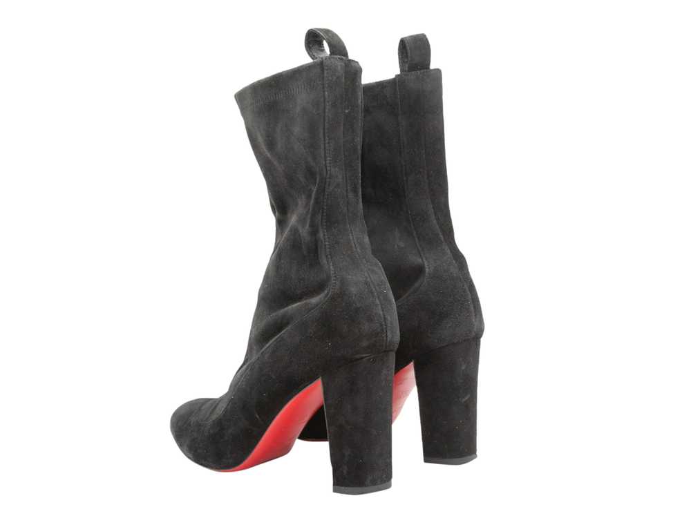 Black Christian Louboutin Suede Mid-Calf Boots Si… - image 4