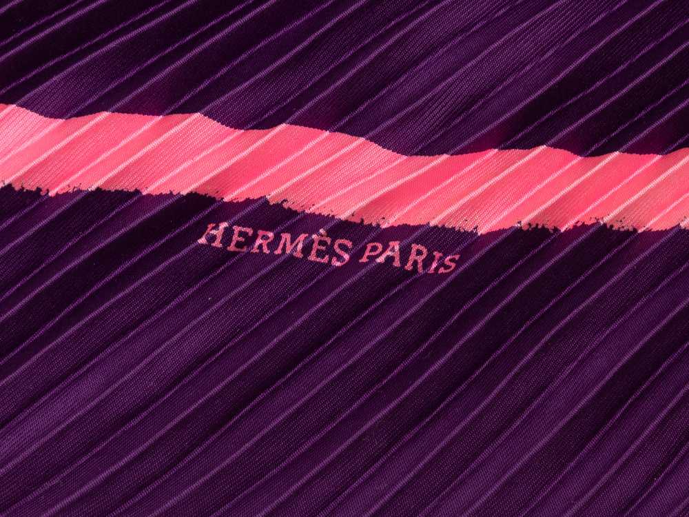 Purple & Pink Hermes Silk Pleated Scarf - image 2