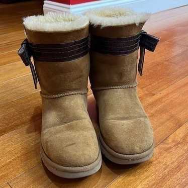 UGG Australia Josette Leather Bow Sheepskin Boots 