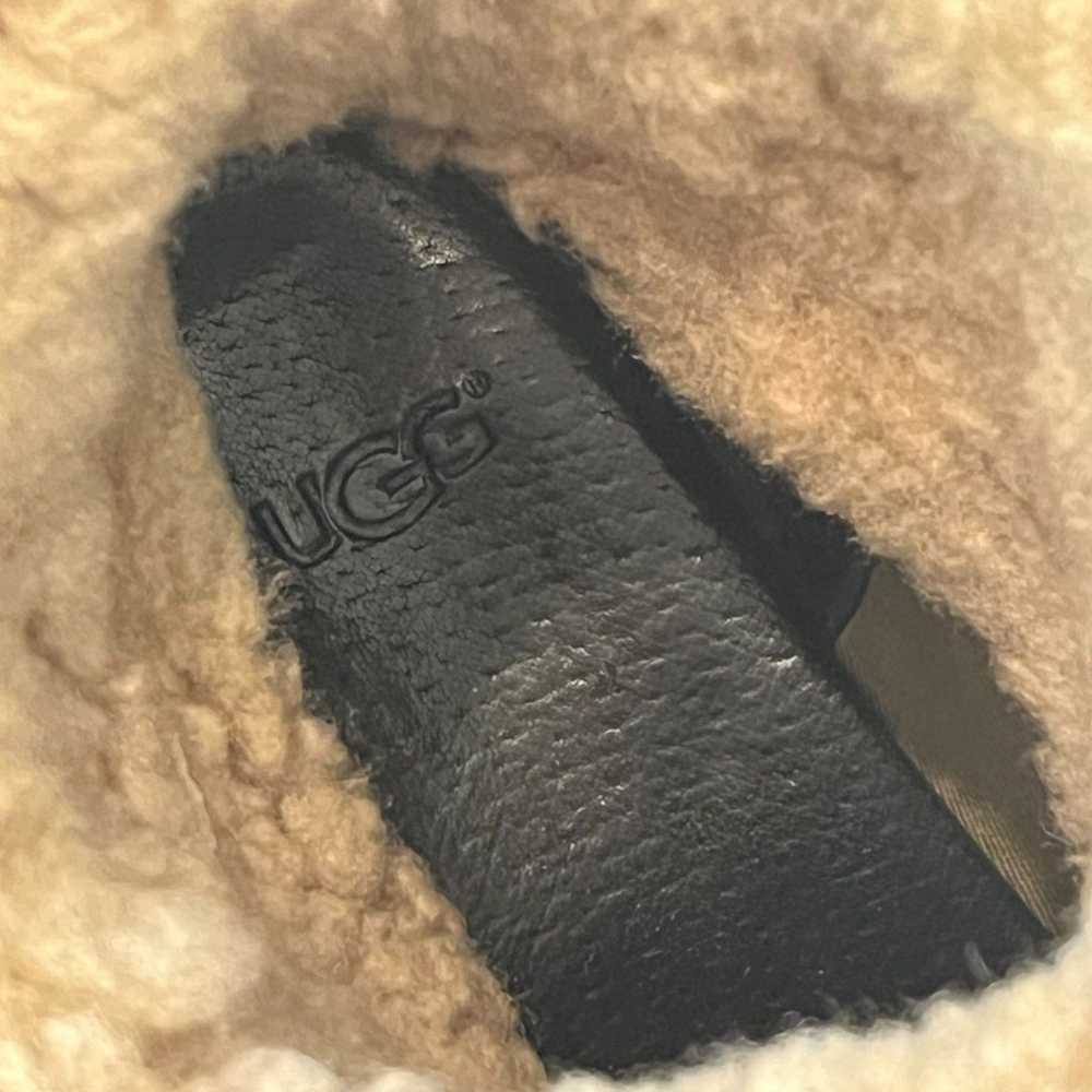 Ugg Amoret Black Fold Over Leather Clog Shearling… - image 5