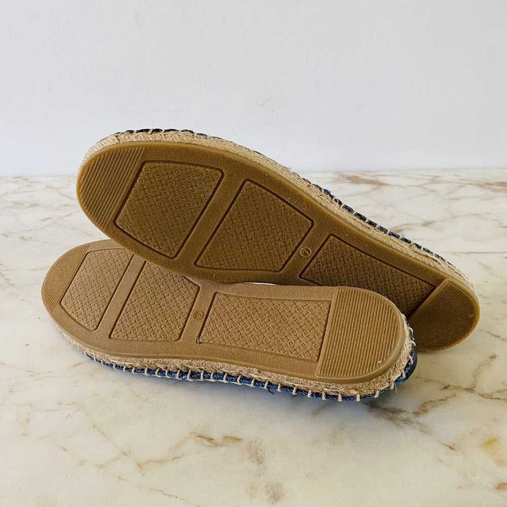 TORY BURCH Solid Blue Denim Canvas Espadrille Fla… - image 10