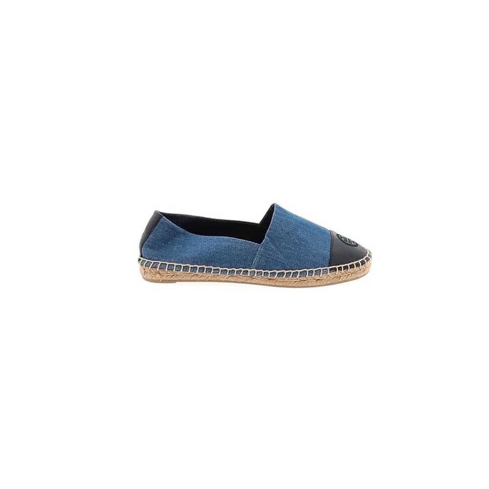 TORY BURCH Solid Blue Denim Canvas Espadrille Fla… - image 2