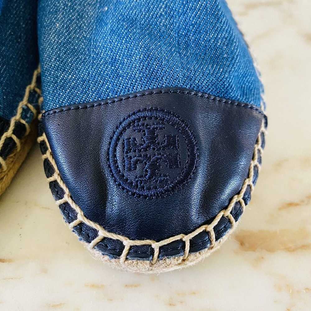 TORY BURCH Solid Blue Denim Canvas Espadrille Fla… - image 5