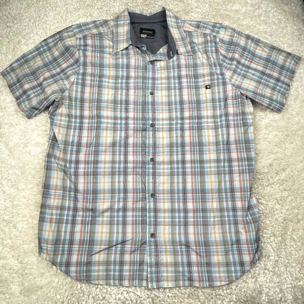Marmot Marmot Shirt Mens XL Blue Plaid Short Slee… - image 1