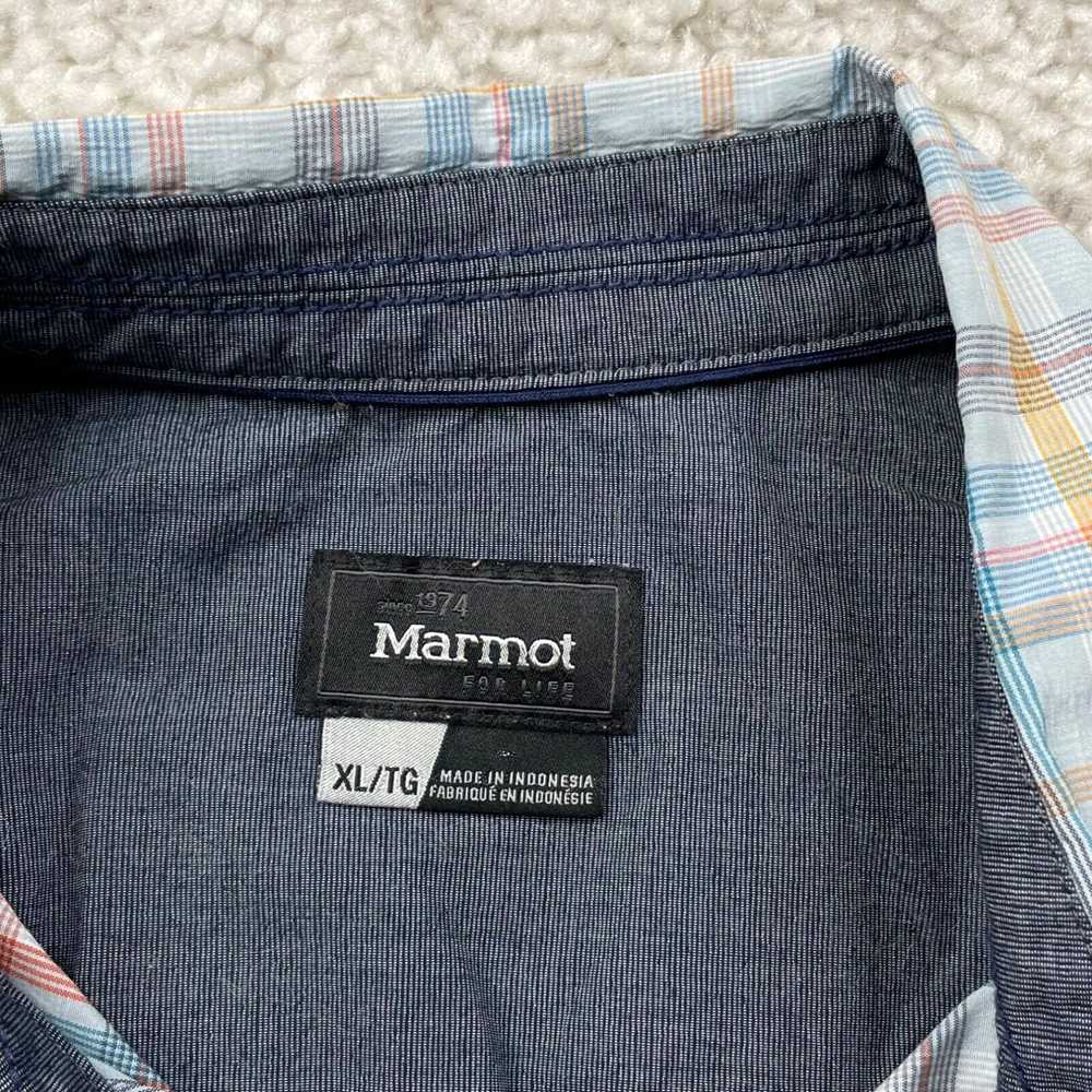 Marmot Marmot Shirt Mens XL Blue Plaid Short Slee… - image 3