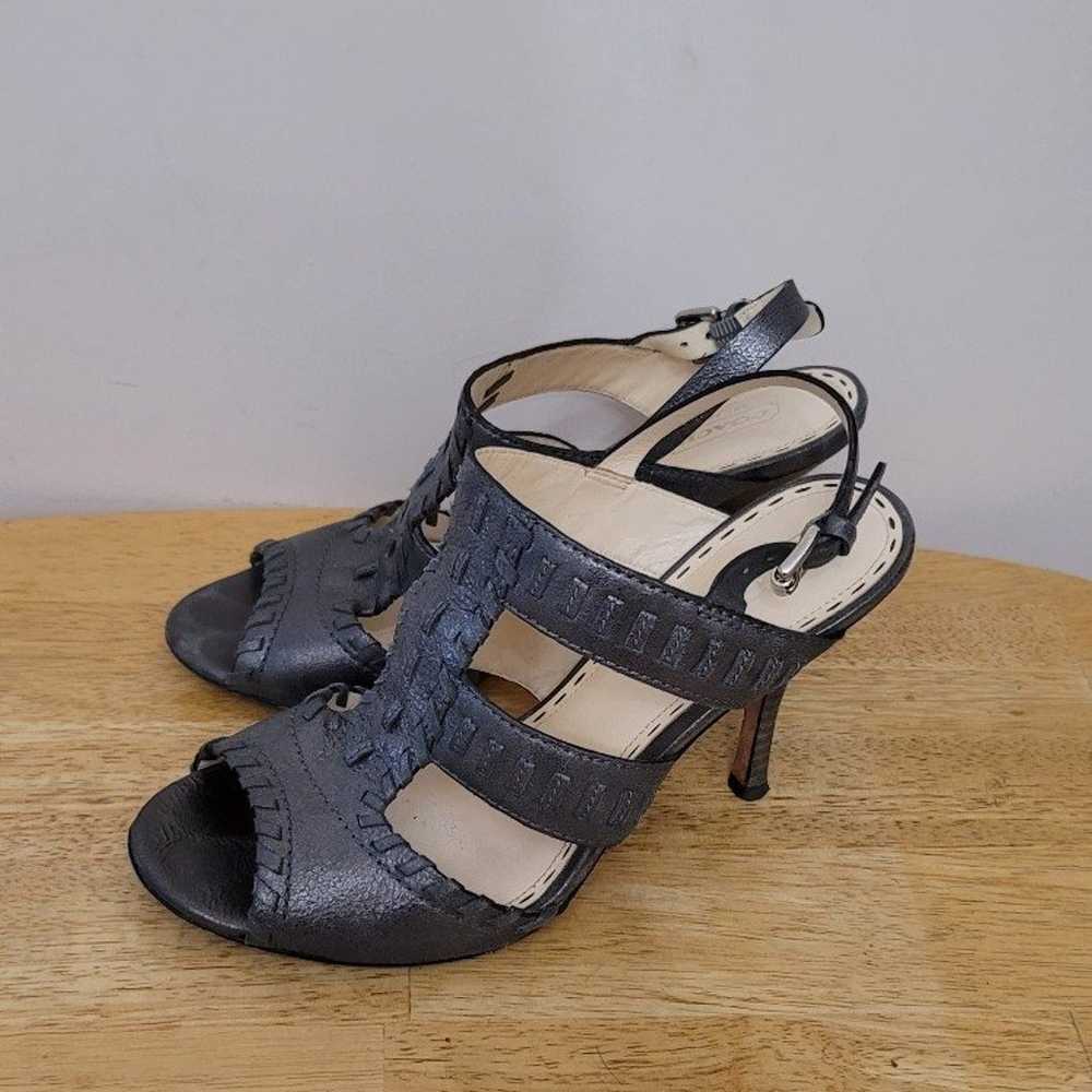 COACH Kareena Metalic Grey Open Toe Ankle Strap S… - image 1