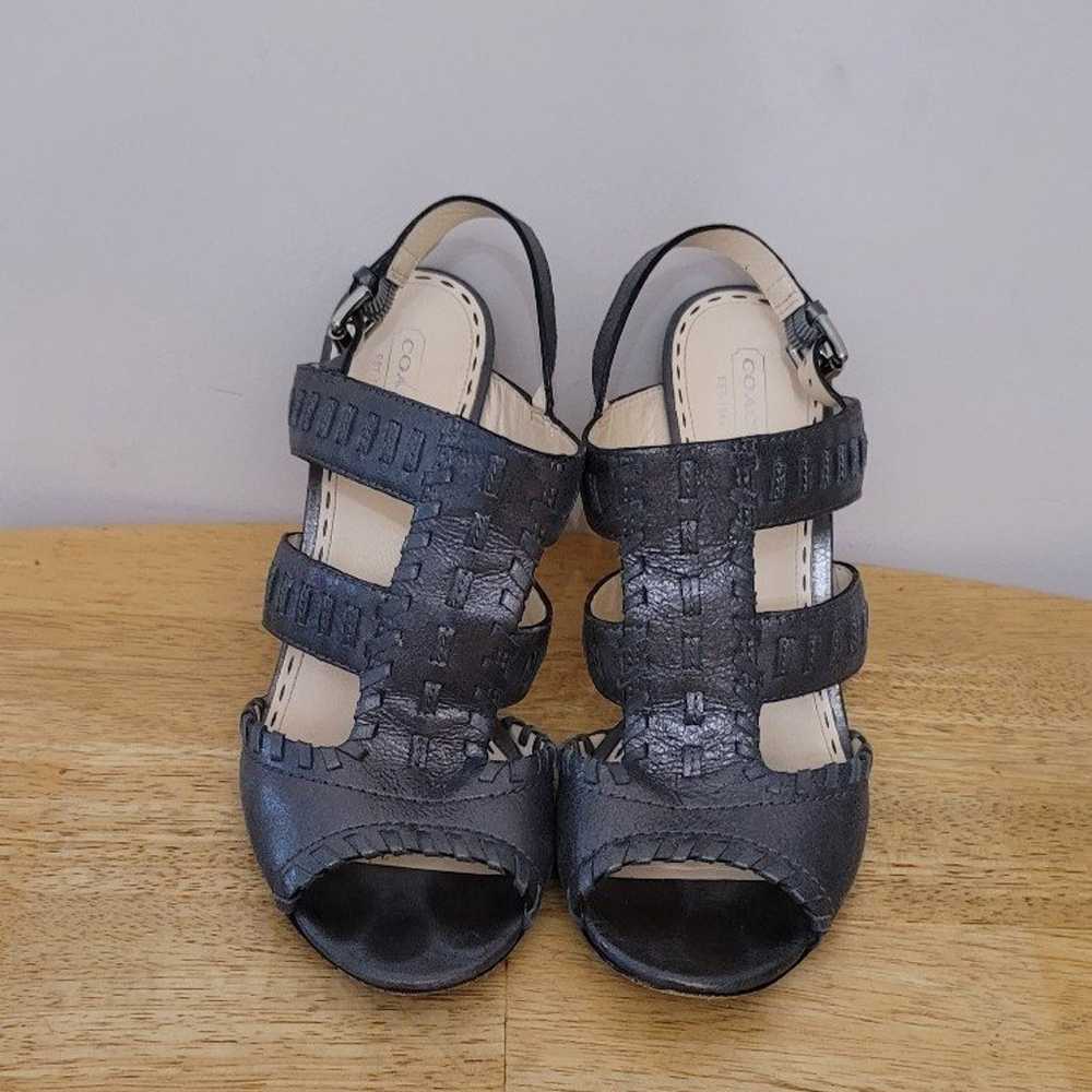 COACH Kareena Metalic Grey Open Toe Ankle Strap S… - image 2