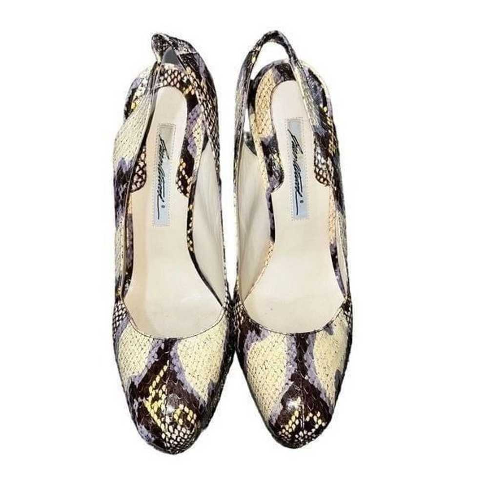 Brian Atwood Snake Skin Leather Platform SlingBac… - image 2