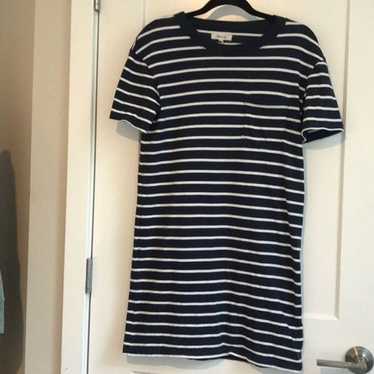 Madewell Striped Tee Dress with Pocket Navy XS