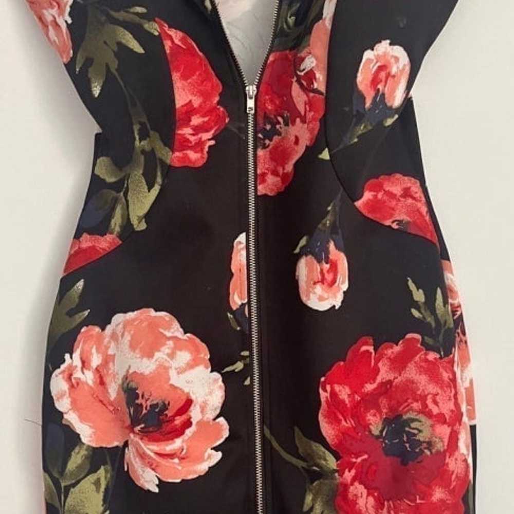 Haute Monde Bodycon Zip Front Floral Dress - Size… - image 1