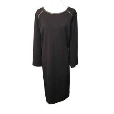 Eloquii black 3/4 sleeve dress with faux leather … - image 1