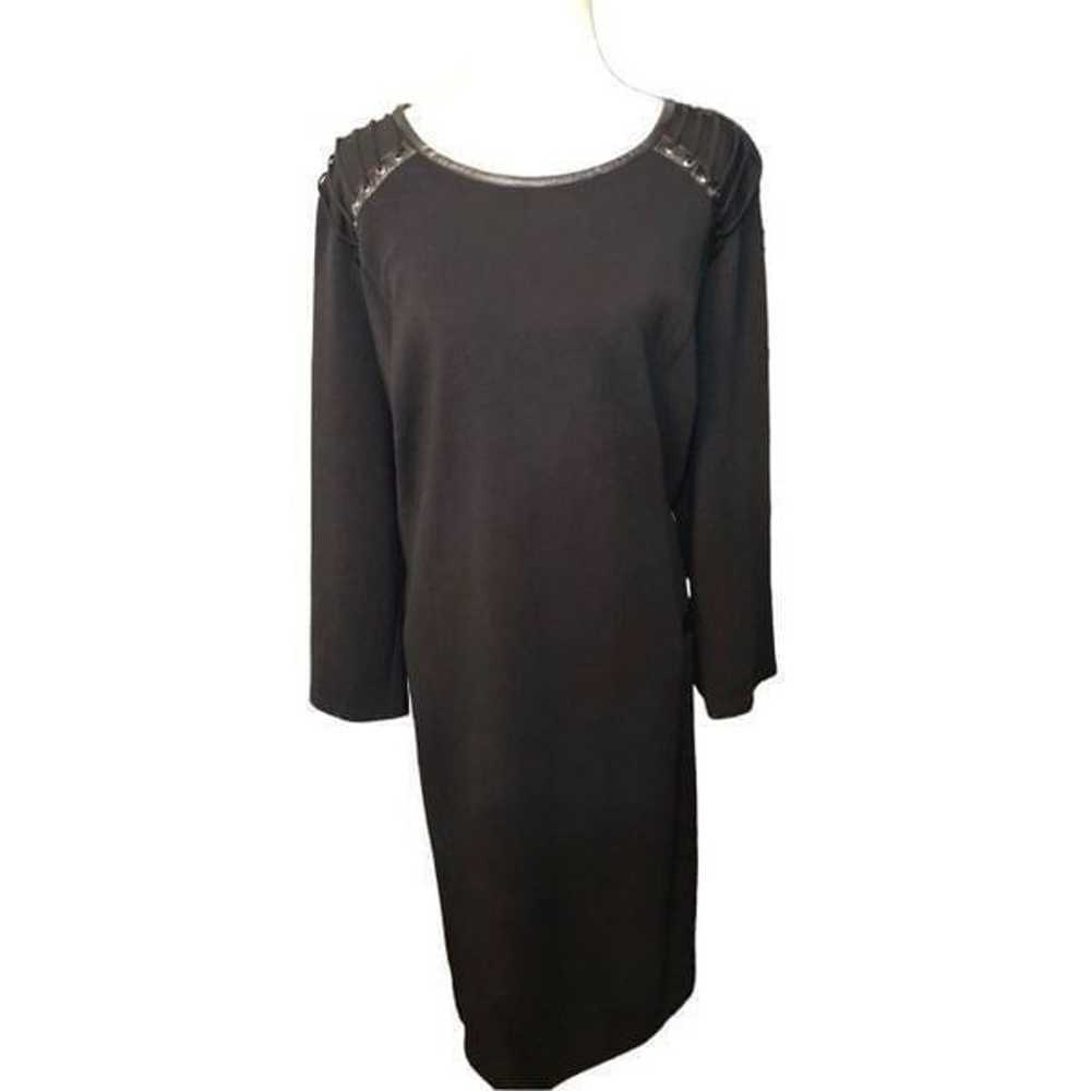 Eloquii black 3/4 sleeve dress with faux leather … - image 2