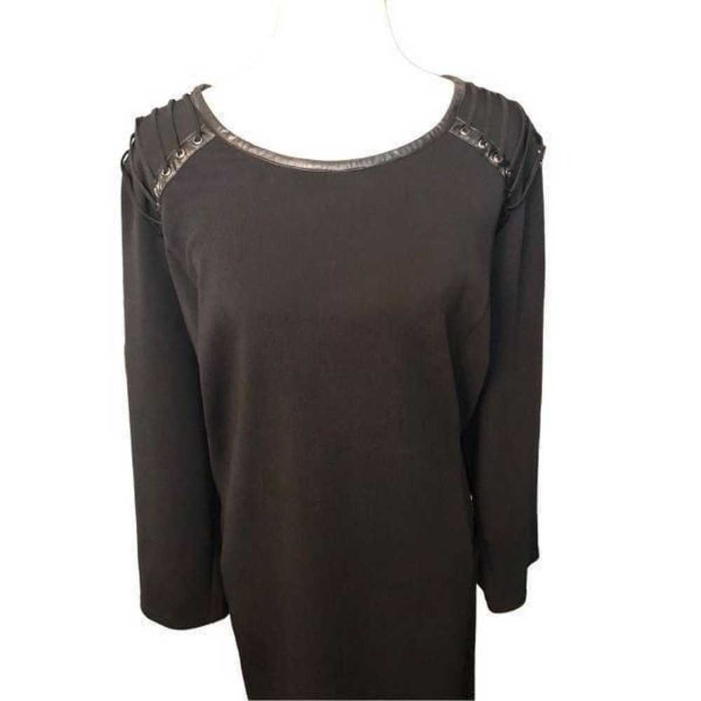 Eloquii black 3/4 sleeve dress with faux leather … - image 3