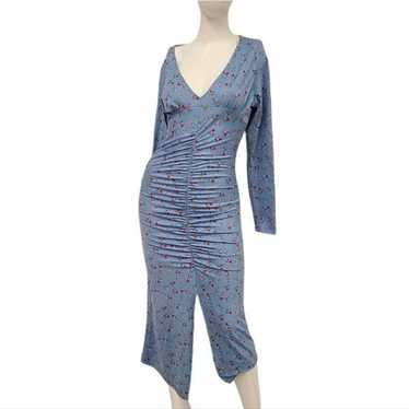 Velvet Torch Blue Floral Gathered Maxi Dress size 