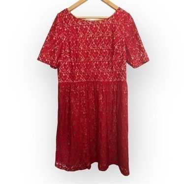 Adrianna Papell Red Lace Dress