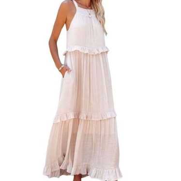 Lucca women’s light pastel peach, tiered, ruffle,… - image 1
