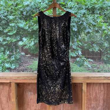 Zara Black and Copper Sequined Mini Cocktail Dress