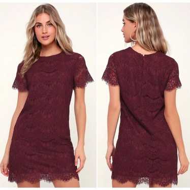 Lulus Take Me To Brunch Burgundy Lace Dress Medium