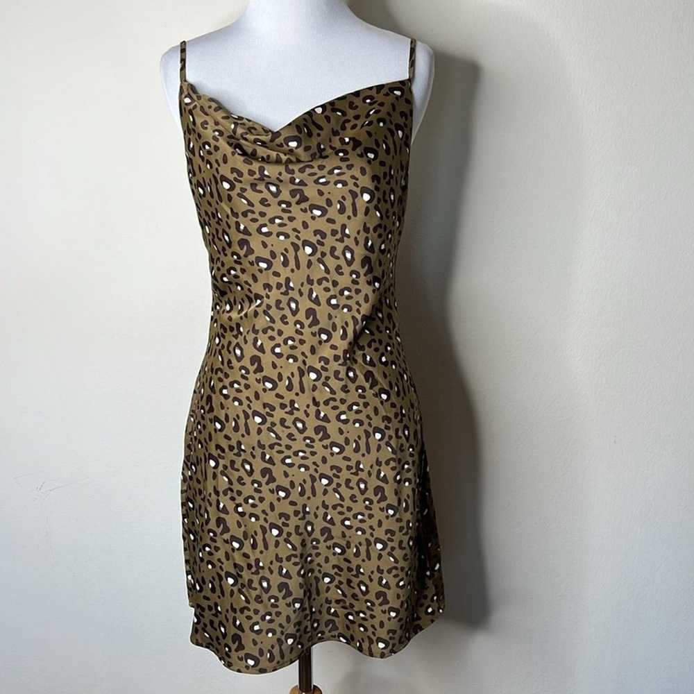 Urban Outfitters Mallory Leopard Satin Slip Mini … - image 1