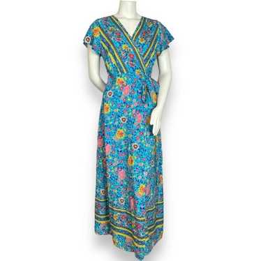 PrettyGarden Wrap Dress Blue Floral Women Size Med
