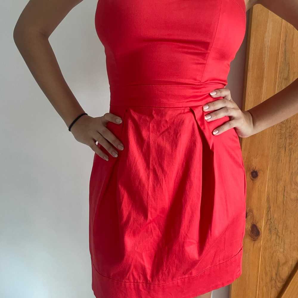 French Connection Strapless Mini Dress Red Pocket… - image 1