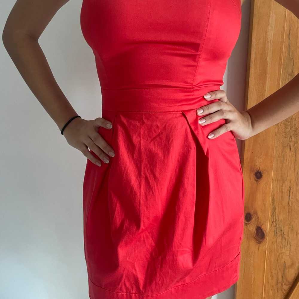 French Connection Strapless Mini Dress Red Pocket… - image 2