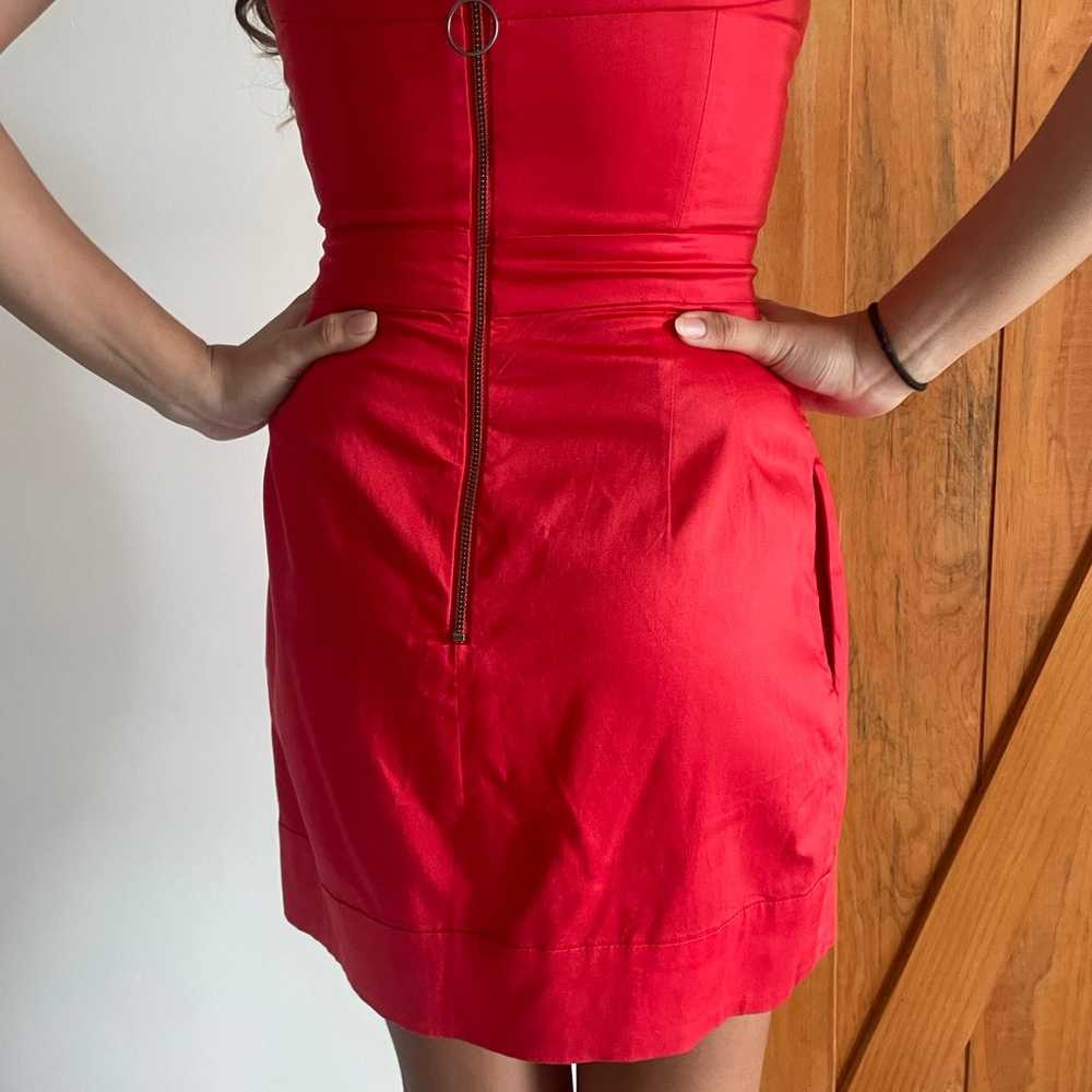 French Connection Strapless Mini Dress Red Pocket… - image 3