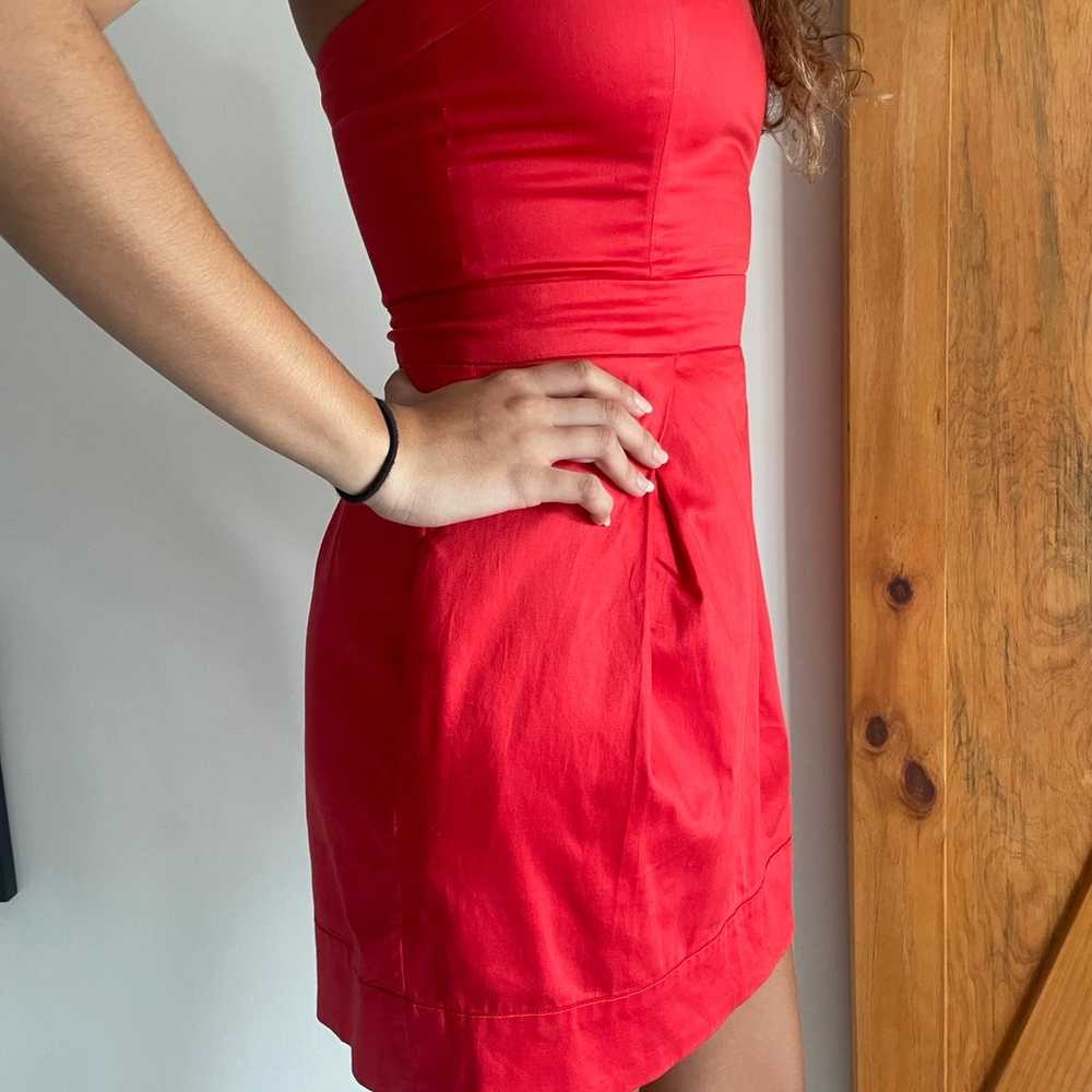 French Connection Strapless Mini Dress Red Pocket… - image 4