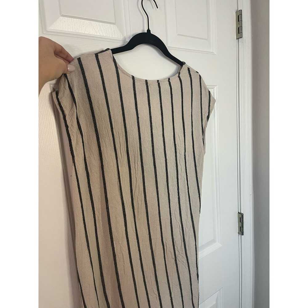 TAHARI Women's Midi Dress Linen Blend Stripes Asy… - image 5