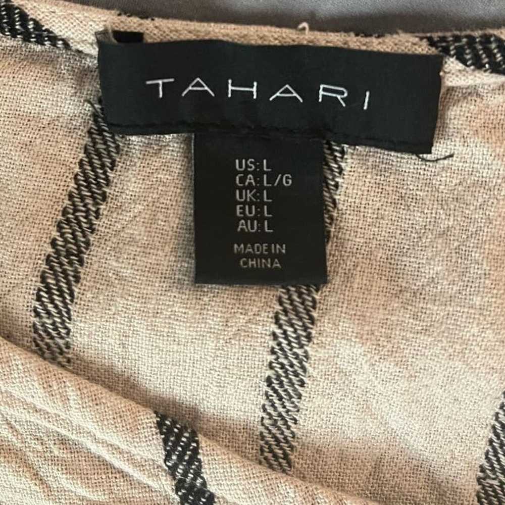TAHARI Women's Midi Dress Linen Blend Stripes Asy… - image 6