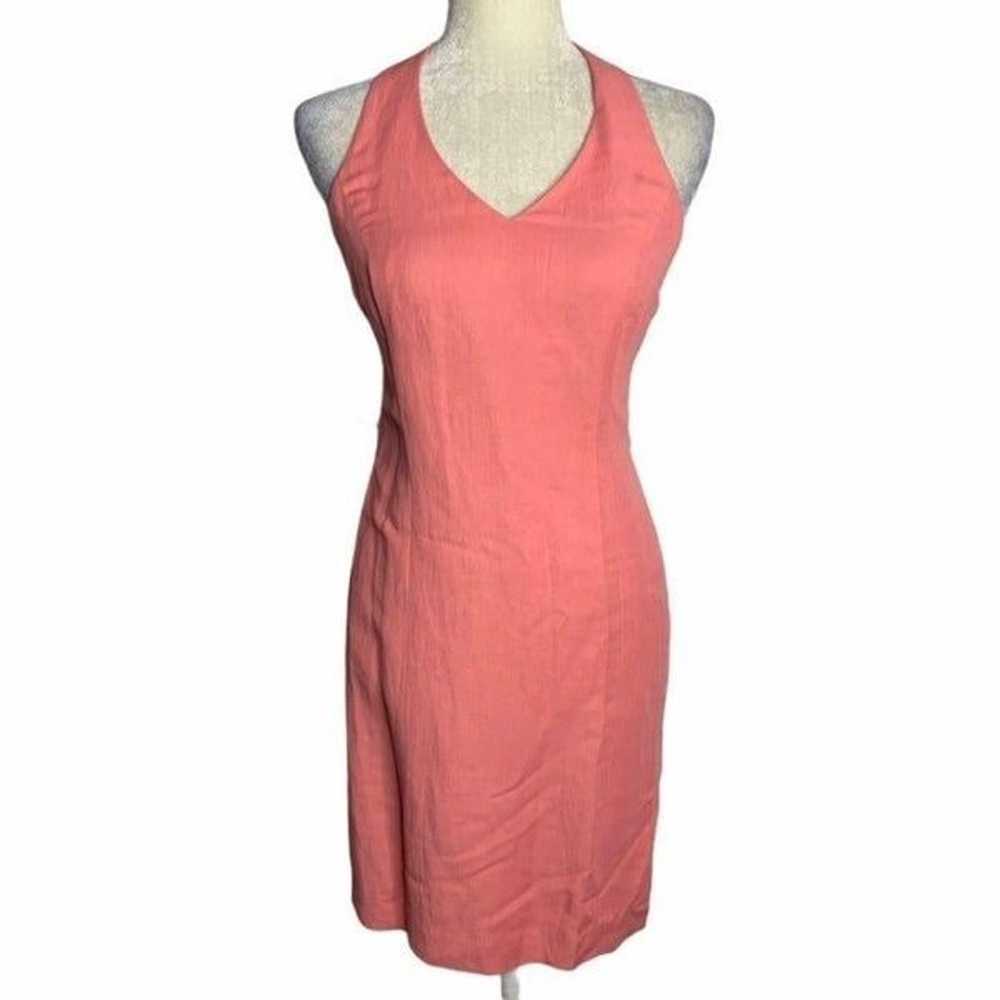 Vintage Ann Taylor Halter Sheath Dress 2 Pink Lin… - image 1