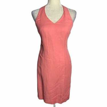 Vintage Ann Taylor Halter Sheath Dress 2 Pink Lin… - image 1