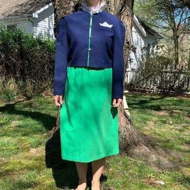 Vtg 70s/80s 2 pc blue &  green outfit