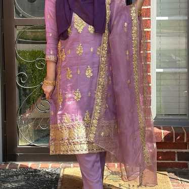 Indian organza embroidered three pcs suit