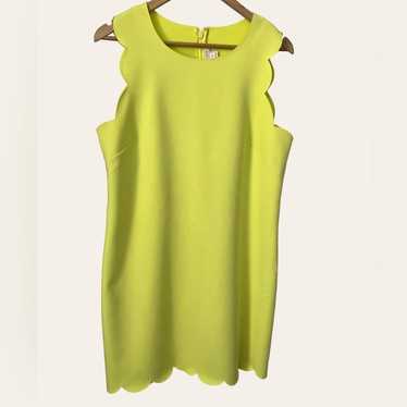 J. CREW Neon Yellow Scalloped Sleeveless Dress Si… - image 1