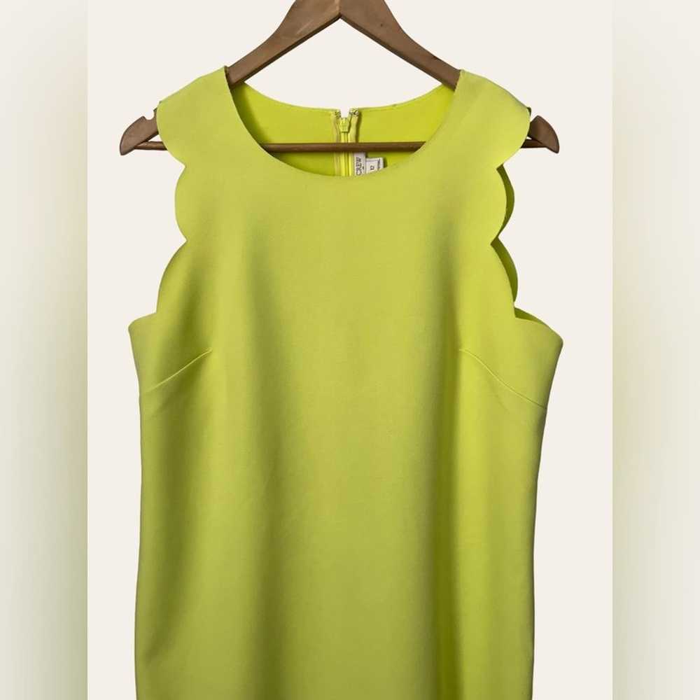 J. CREW Neon Yellow Scalloped Sleeveless Dress Si… - image 2