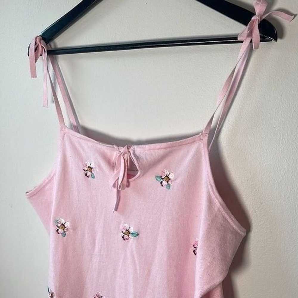 EUC Sugar Thrillz Pink Floral Knit Tie Strap Dres… - image 2